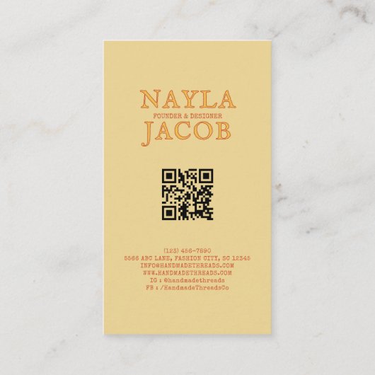 Yellow Blue Patchwork Quilt Rustikales Bauernhaus Visitenkarte (Rückseite)