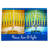 Yellow Blue Peace Liebe Light Hanukkah Menorahs Große Geschenktüte (Vorderseite)