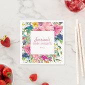 Yellow Blue Pink Baby Dusche Gold Glitzer Weiß Serviette (Beispiel)