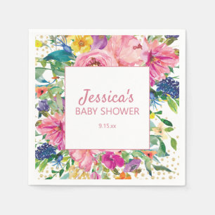 Yellow Blue Pink Baby Dusche Gold Glitzer Weiß Serviette