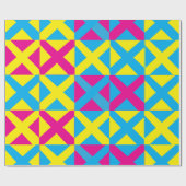 Yellow Blue Pink Square Geometrie Muster Geschenkpapier (Flach)