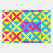 Yellow Blue Pink Square Geometrie Muster Geschenkpapier Set (Vorderseite 3)