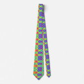 Yellow Blue Pink Square Geometrie Muster Krawatte (Vorderseite)