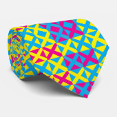 Yellow Blue Pink Square Geometrie Muster Krawatte (Gerollt)