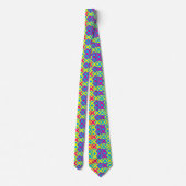 Yellow Blue Pink Square Geometrie Muster Krawatte (Rückseite)