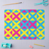 Yellow Blue Pink Square Geometrie Muster Seidenpapier (Basteln)