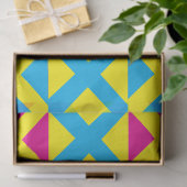 Yellow Blue Pink Square Geometrie Muster Seidenpapier (Geschenk)