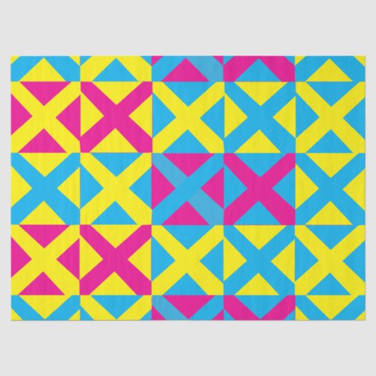 Yellow Blue Pink Square Geometrie Muster Seidenpapier (Vorderseite)