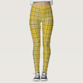 Yellow Blue Plaid Classic Pattern Retro Leggings (Vorderseite)