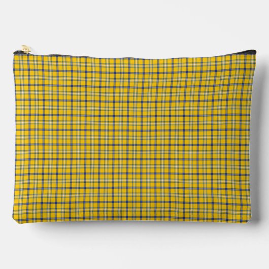 Yellow Blue Plaid Classic Pattern Retro Zubehörtasche (Vorderseite)