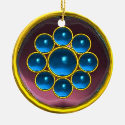 YELLOW BLUE PURPLE GEMSTONE KERAMIKORNAMENT (Vorne)