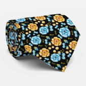 Yellow Blue Rose Botanisch Krawatte (Gerollt)
