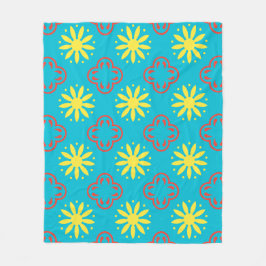 Yellow Blue Rot Floral Petal marokkanisches Muster Fleecedecke