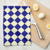 Yellow Blue Schachbrett Diamond Pattern Geschirrtuch (Viertel Falte)