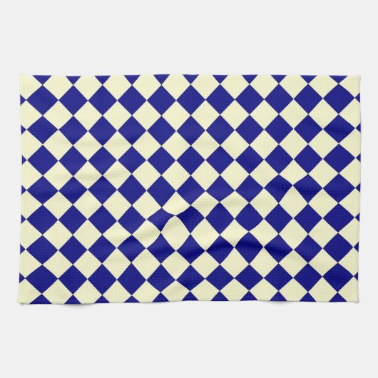 Yellow Blue Schachbrett Diamond Pattern Geschirrtuch (Horizontal)