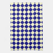 Yellow Blue Schachbrett Diamond Pattern Geschirrtuch (Vertikal)