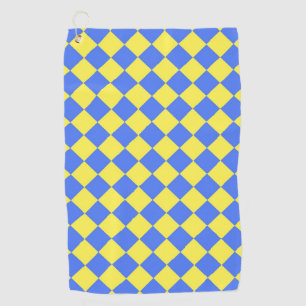 Yellow Blue Schachbrett Diamond Pattern Golfhandtuch