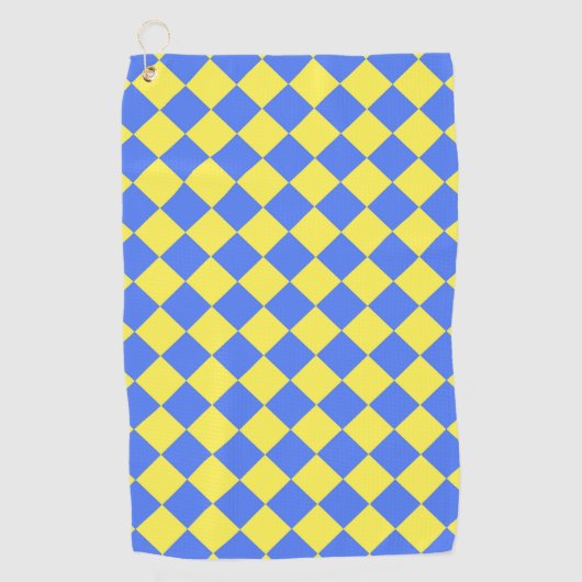 Yellow Blue Schachbrett Diamond Pattern Golfhandtuch (Vorderseite)