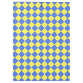 Yellow Blue Schachbrett Diamond Pattern Klemmbrett (Rückseite)