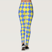 Yellow Blue Schachbrett Diamond Pattern Leggings (Rückseite)