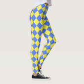 Yellow Blue Schachbrett Diamond Pattern Leggings (Rechts)