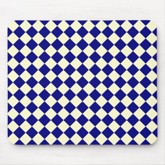 Yellow Blue Schachbrett Diamond Pattern Mousepad (Vorne)