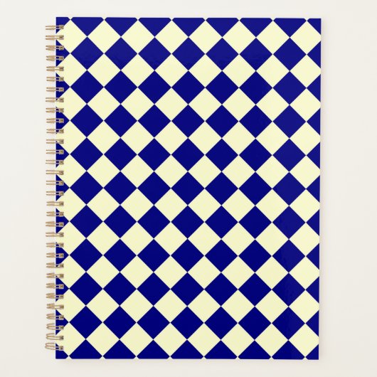 Yellow Blue Schachbrett Diamond Pattern Planer (Vorderseite)