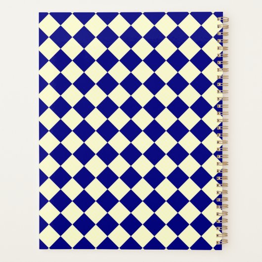 Yellow Blue Schachbrett Diamond Pattern Planer (Rückseite)