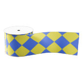 Yellow Blue Schachbrett Diamond Pattern Ripsband (Spule)