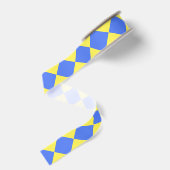 Yellow Blue Schachbrett Diamond Pattern Ripsband (Rückseite)