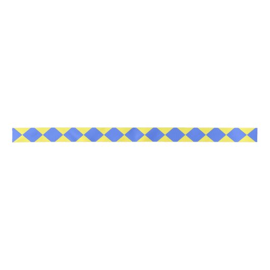 Yellow Blue Schachbrett Diamond Pattern Satinband (Vorderseite)