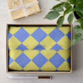 Yellow Blue Schachbrett Diamond Pattern Seidenpapier (Geschenk)