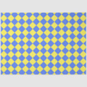 Yellow Blue Schachbrett Diamond Pattern Seidenpapier (Vorderseite)