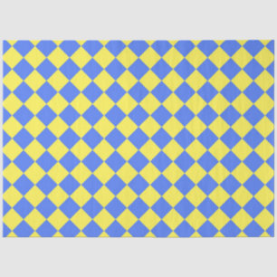 Yellow Blue Schachbrett Diamond Pattern Seidenpapier