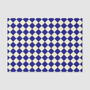 Yellow Blue Schachbrett Diamond Pattern Seidenpapier
