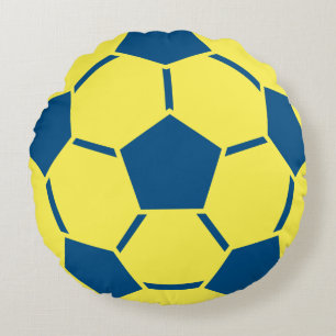 Yellow Blue Soccer Ball Sportteam Rund Kissen