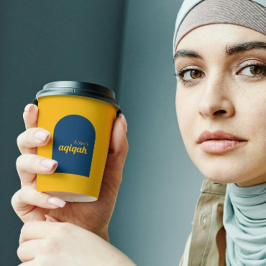 Yellow Blue Solid Color Schlicht Aqiqah Baby Dusch Pappbecher