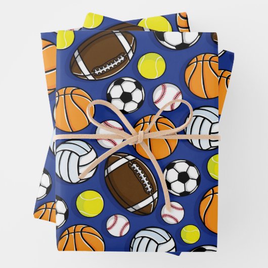 Yellow & Blue Sports Balls Geschenkpapier Set (Beispiel)