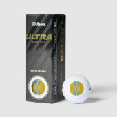 Yellow & Blue striped Shadow monogrammed Luxury Golfball (Verpackungen)