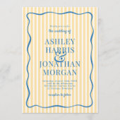 Yellow & Blue Striped Wedding Einladung (Vorderseite)