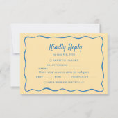 Yellow & Blue Striped Wedding RSVP Karte (Vorderseite)