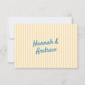Yellow & Blue Striped Wedding RSVP Karte (Rückseite)