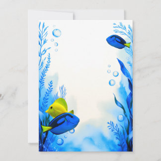 Yellow Blue Tangs Fish Wedding Party Einladung