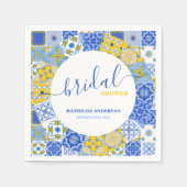 Yellow Blue Tile Summer Brautparty Serviette (Vorderseite)