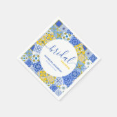 Yellow Blue Tile Summer Brautparty Serviette (Ecke)