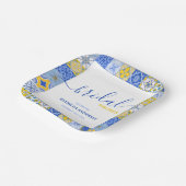 Yellow Blue Tiles Summer Brautparty Pappteller (Gewinkelt)