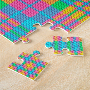 Yellow Blue und Green Kariert Jigsaw Puzzle