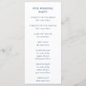 Yellow Blue Watercolor Floral Wedding Program Programm (Rückseite)