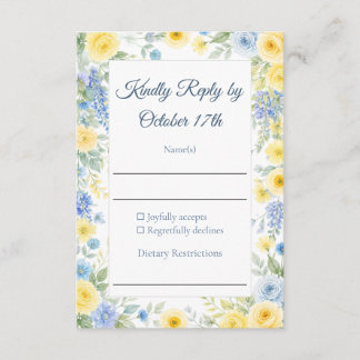 Yellow Blue Watercolor RSVP Card Karte