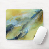 Yellow Blue White Abstrakt Marble Art Mousepad (Mit Mouse)